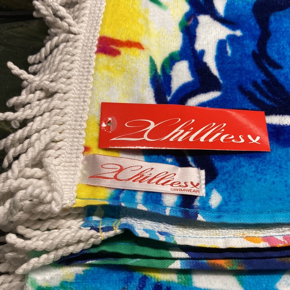 2Chillies Cotton Beach Towel Hawaiian Floral Kids Size Fringed New - Picture 13 of 15